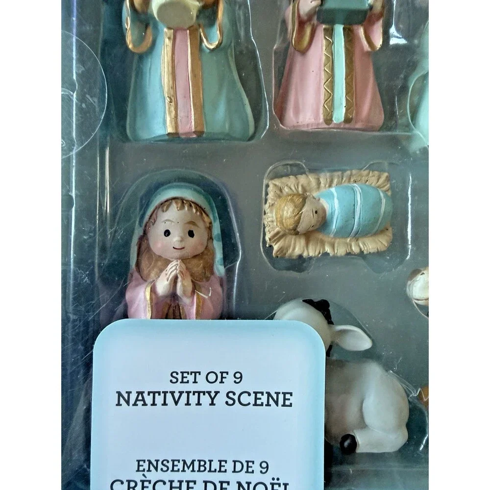 Love And Light Christmas Nativity 9 Piece Set Resin Baby Jesus Camel New in Box